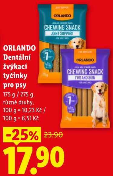 ORLANDO Dentální žvýkací tyčinky pro psy, 175 g/275 g