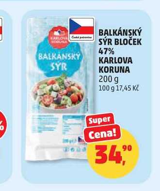 BALKÁNSKÝ SÝR BLOČEK 47% KARLOVA KORUNA 200 g