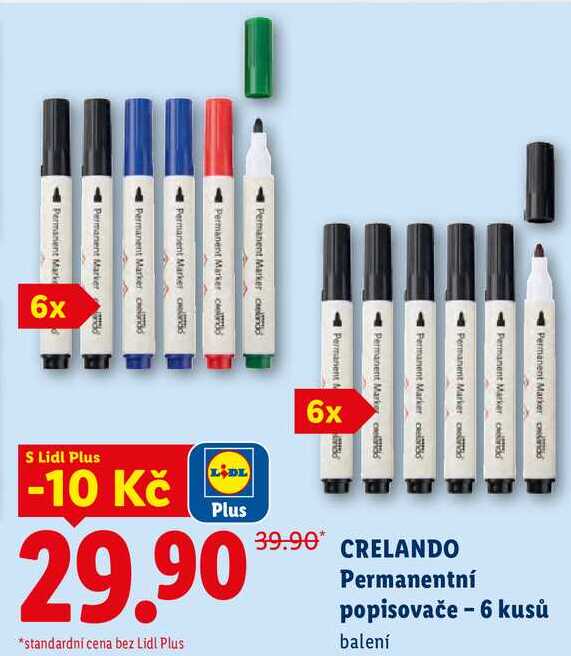 CRELANDO Permanentní popisovače - 6 kusů
