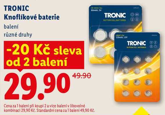TRONIC Knoflíkové baterie  