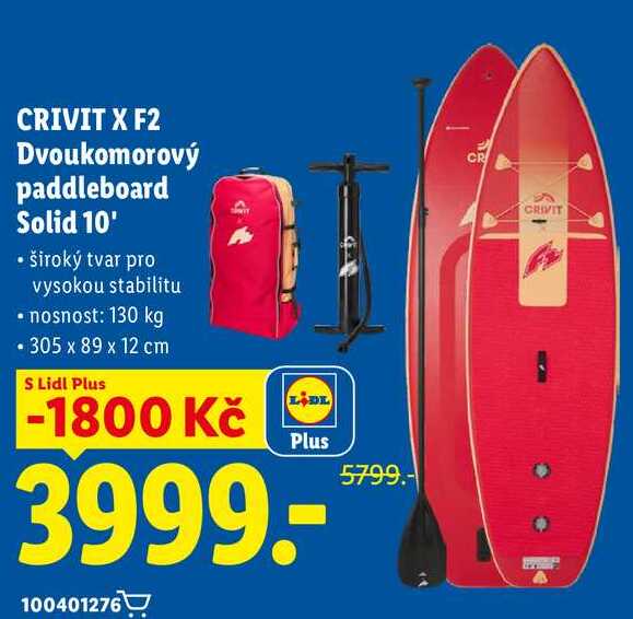 CRIVIT X F2 Dvoukomorový paddleboard Solid 10' 