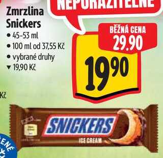 Zmrzlina Snickers, 45-53 ml 