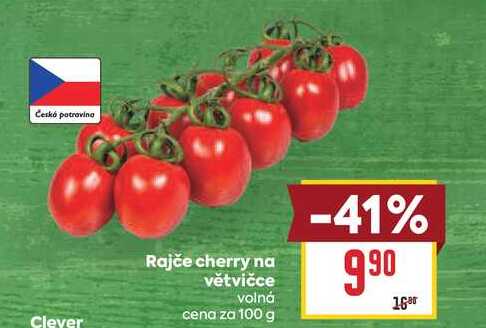 Rajče cherry na větvičce volná cena za 100 g 