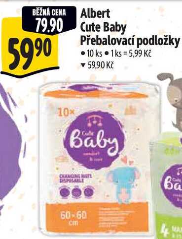 Albert Cute Baby Přebalovací podložky, 10 ks  