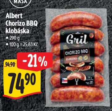 Albert Chorizo BBQ klobáska, 290 g