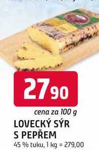 LOVECKÝ SÝR S PEPŘEM 45% tuku, 100g