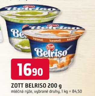 ZOTT BELRISO 200 g mléčná rýže, vybrané druhy