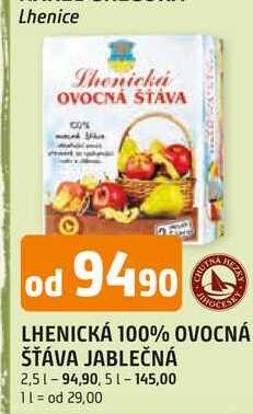 LHENICKÁ 100% OVOCNÁ ŠŤÁVA JABLEČNÁ 2,5l