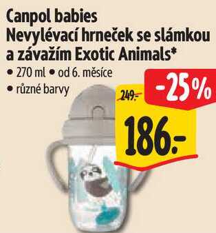 Canpol babies Nevylévací hrneček se slámkou a závažím Exotic Animals 270 ml