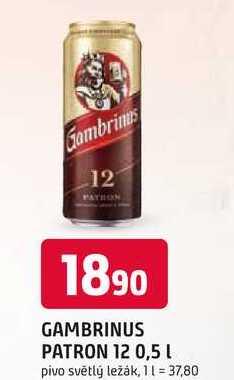 GAMBRINUS PATRON 12 0,5l pivo světlý ležák