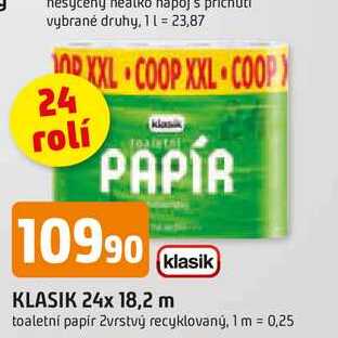 KLASIK 24x 18,2 m toaletní papír 2vrstvý recyklovaný