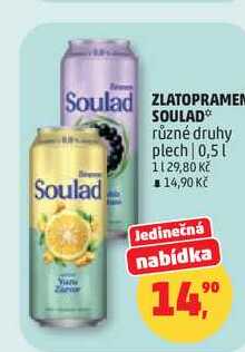 ZLATOPRAMEN SOULAD různé druhy plech 0,5l