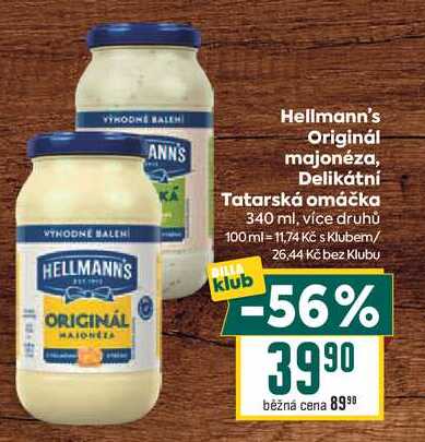 Hellmann's Originál majonéza, Delikátní Tatarská omáčka 340 ml