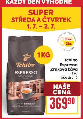 Tchibo Espresso Zrnková káva 1 kg 