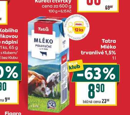 Tatra Mléko trvanlivé 1,5% 1l