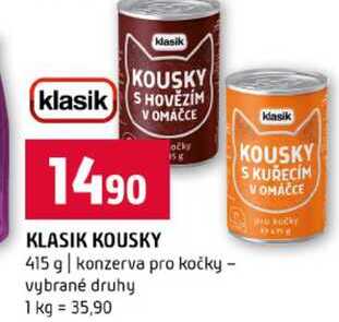 KLASIK KOUSKY ocky 415 g konzerva pro kočky vybrané druhy