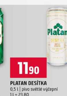 PLATAN DESÍTKA 0,5l pivo světlé výčepní 