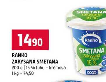 RANKO ZAKYSANÁ SMETANA 200 g 15 % tuku krémová 