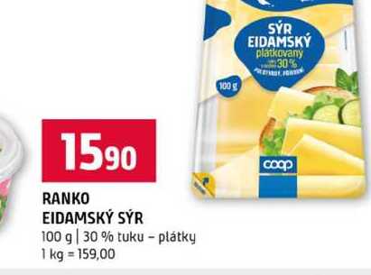 RANKO EIDAMSKÝ SÝR 100 g 30 % tuku plátky 