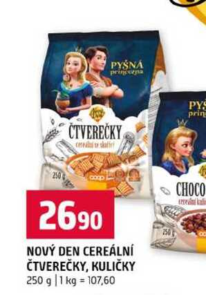 NOVÝ DEN CEREÁLNÍ ČTVEREČKY, KULIČKY 250 g 
