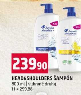 HEAD&SHOULDERS ŠAMPÓN 800 ml vybrané druhy