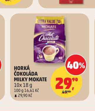 HORKÁ ČOKOLÁDA MILKY MOKATE 10x 18 g 100g