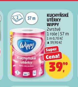 KUCHYŇSKÉ UTĚRKY WIPPY 2vrstvé 1 role 57 m