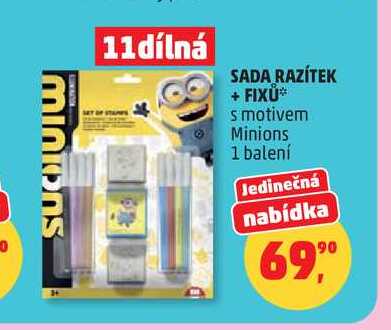 SADA RAZÍTEK + FIXŮ* s motivem Minions 1 balení