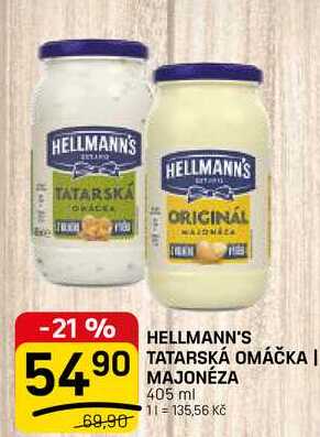 HELLMANN'S TATARSKÁ OMÁČKA, MAJONÉZA 405 ml