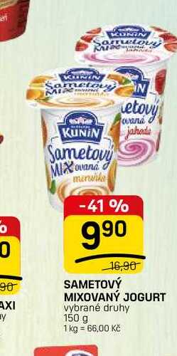 SAMETOVÝ MIXOVANÝ JOGURT vybrané druhy 150 g