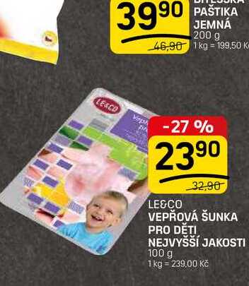 VEPŘOVÁ ŠUNKA PRO DĚTI NEJVYŠŠÍ JAKOSTI 100 g 