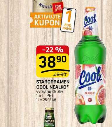 STAROPRAMEN COOL NEALKO* vybrané druhy 1,5l PET