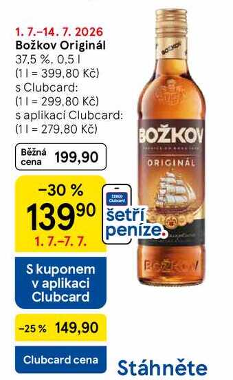 Božkov Originál 37,5 %, 0,5 l