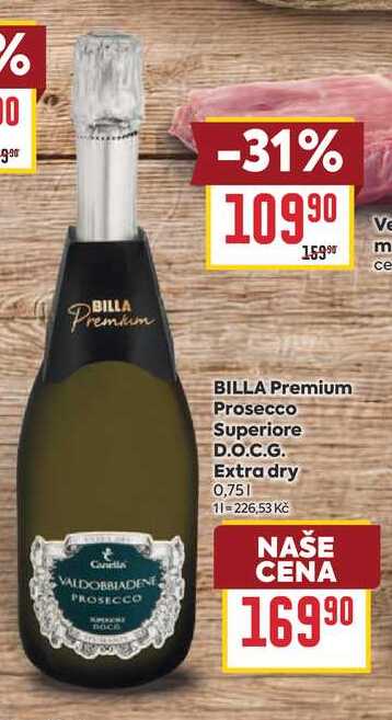 BILLA Premium Prosecco Superiore D.O.C.G. Extra dry 0,75l