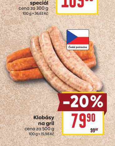 Klobásy na gril cena za 500 g 