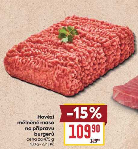 Hovězí mělněné maso na přípravu burgerů cena za 475 g 