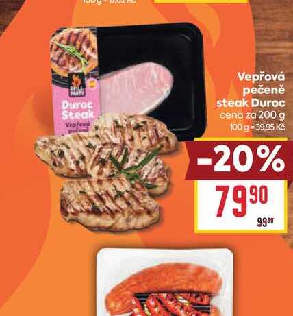 Vepřová pečeně steak Duroc cena za 200 g