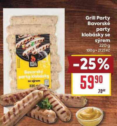 Grill Party Bavorské party klobásky se sýrem 220 g  