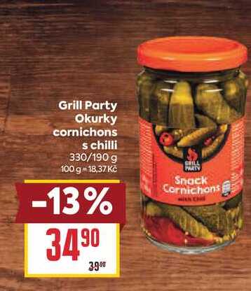 Grill Party Okurky cornichons s chilli 330/190 g 