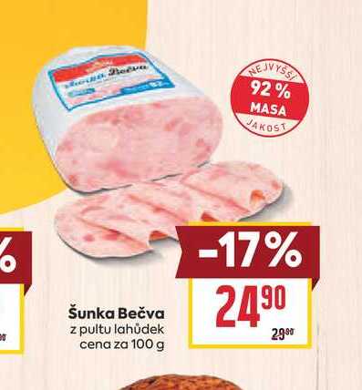 Šunka Bečva z pultu lahůdek cena za 100 g 