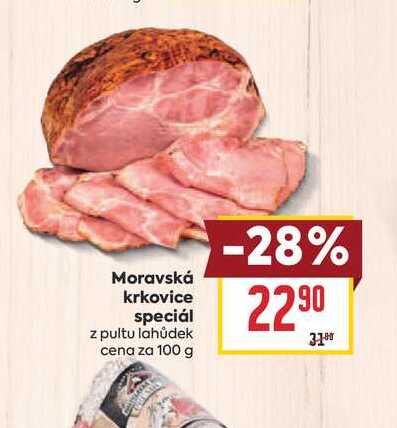 Moravská krkovice speciál z pultu lahůdek cena za 100 g 