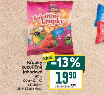 Křupky kukuřičné jahodové 90 g