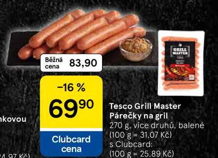 Tesco Grill Master Párečky na gril, 270 g 