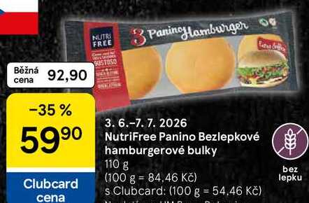 NutriFree Panino Bezlepkové hamburgerové bulky, 110 g  