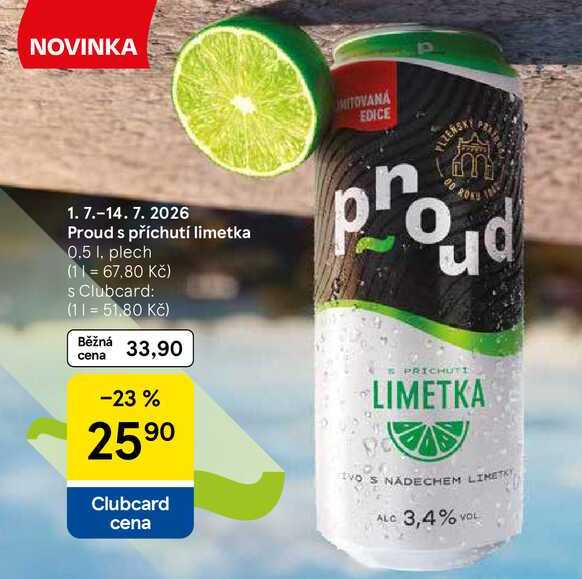 Proud s příchutí limetka, 0.5 l, plech