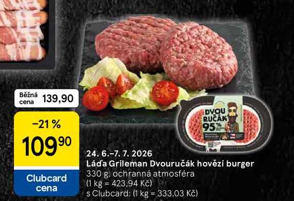 Lád'a Grileman Dvouručák hovězí burger, 330 g 