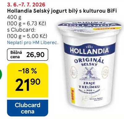 Hollandia Selský jogurt bílý s kulturou BiFi, 400 g 