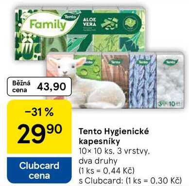 Tento Hygienické kapesníky, 10x 10 ks. 3 vrstvy 