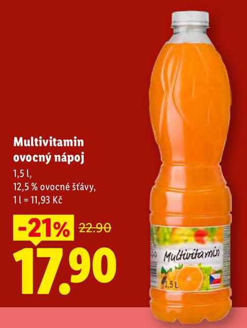 Multivitamin ovocný nápoj, 1,5 l