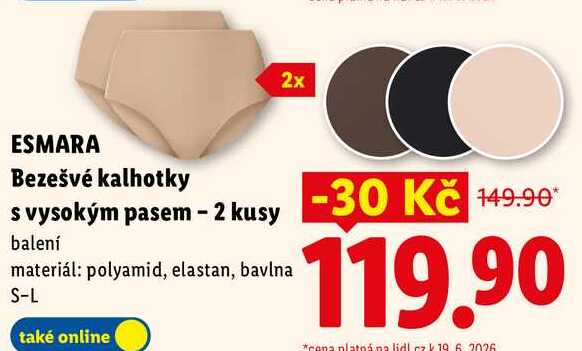 ESMARA Bezešvé kalhotky s vysokým pasem - 2 kusy